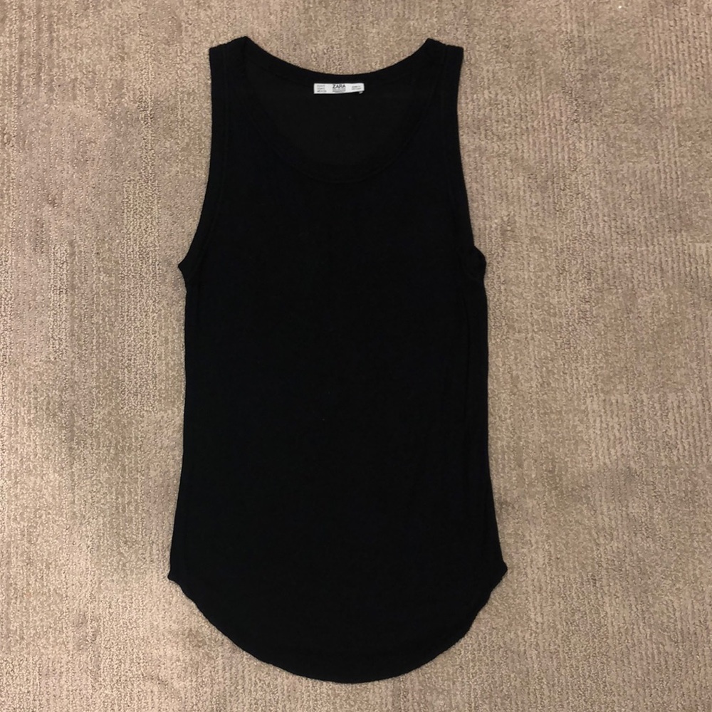 Zara Black Ribbed Tank Top